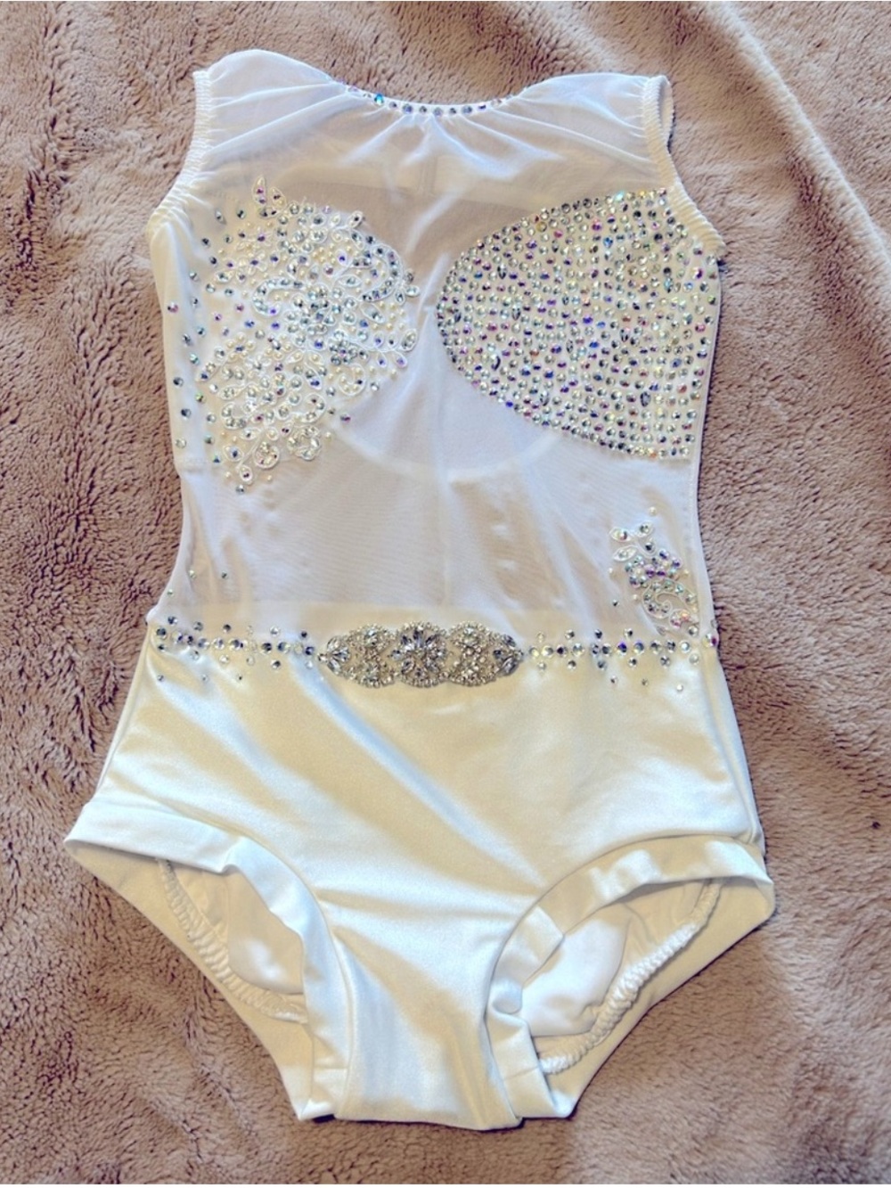 Girls White Embellished One-Piece Costume